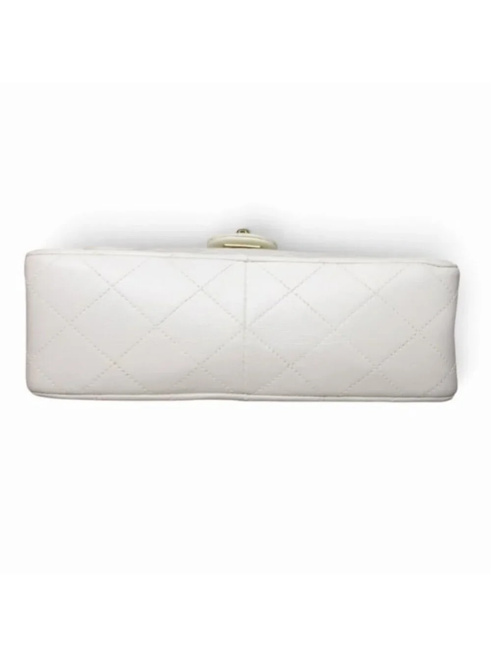 Chanel Quilted Chain Shoulder Bag Cross Lambskin White